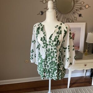 Green Leaf Print Women's Top
